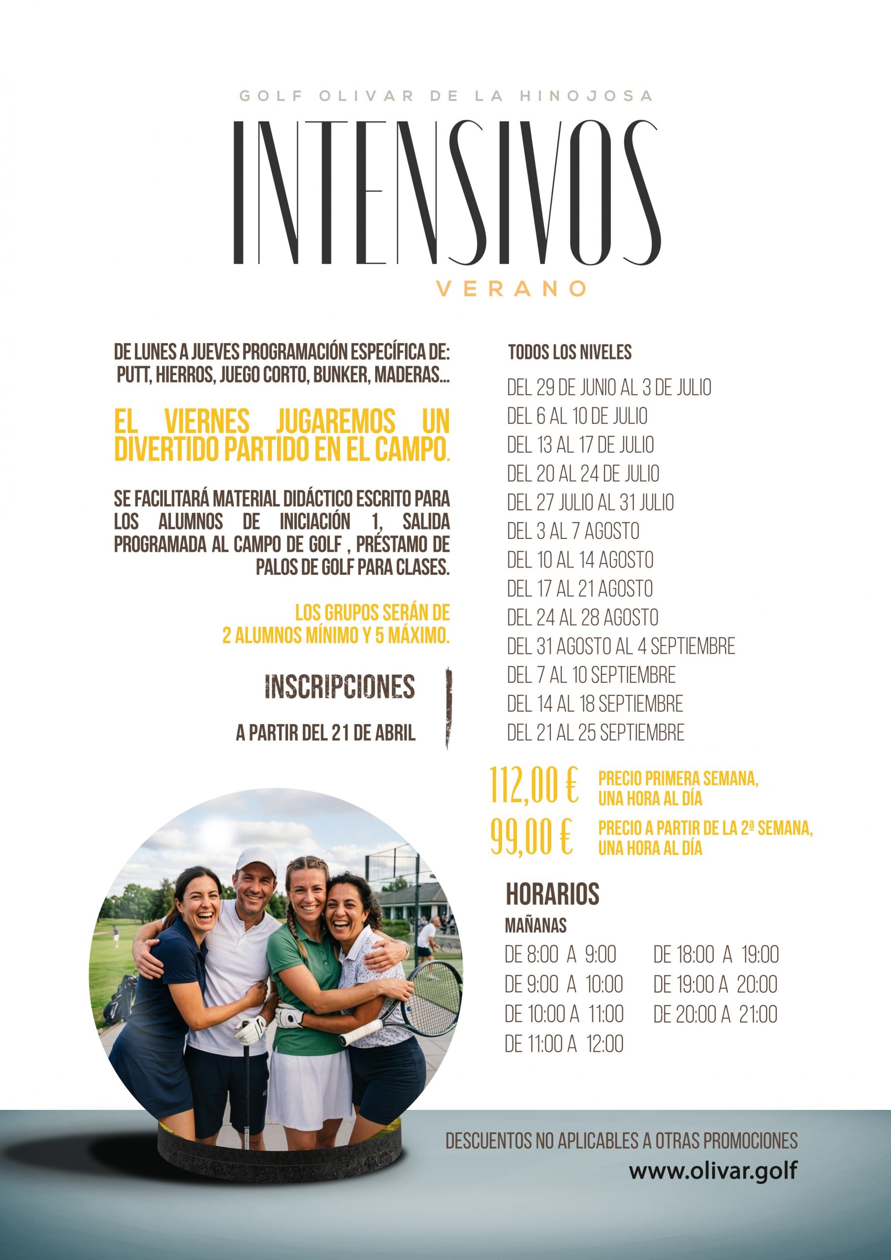 Intensivos de Verano Golf Olivar de la Hinojosa Informacion Joaquin Molpeceres